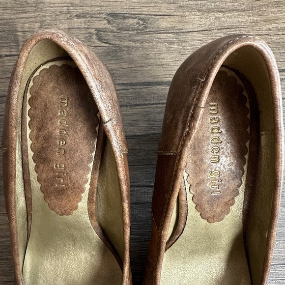 *MADDEN GIRL* Brown Danceer Faux Leather Patchwork Heels Size 6 - Picture 7 of 13